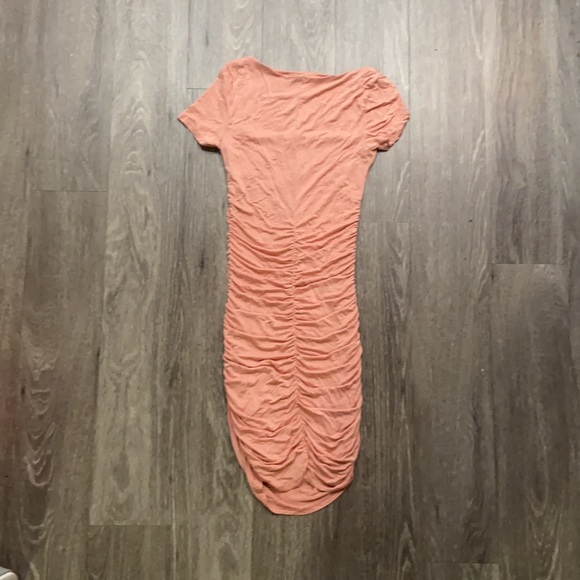 Ruched Square Neck Short Sleeve Dress - Picture 2 of 2